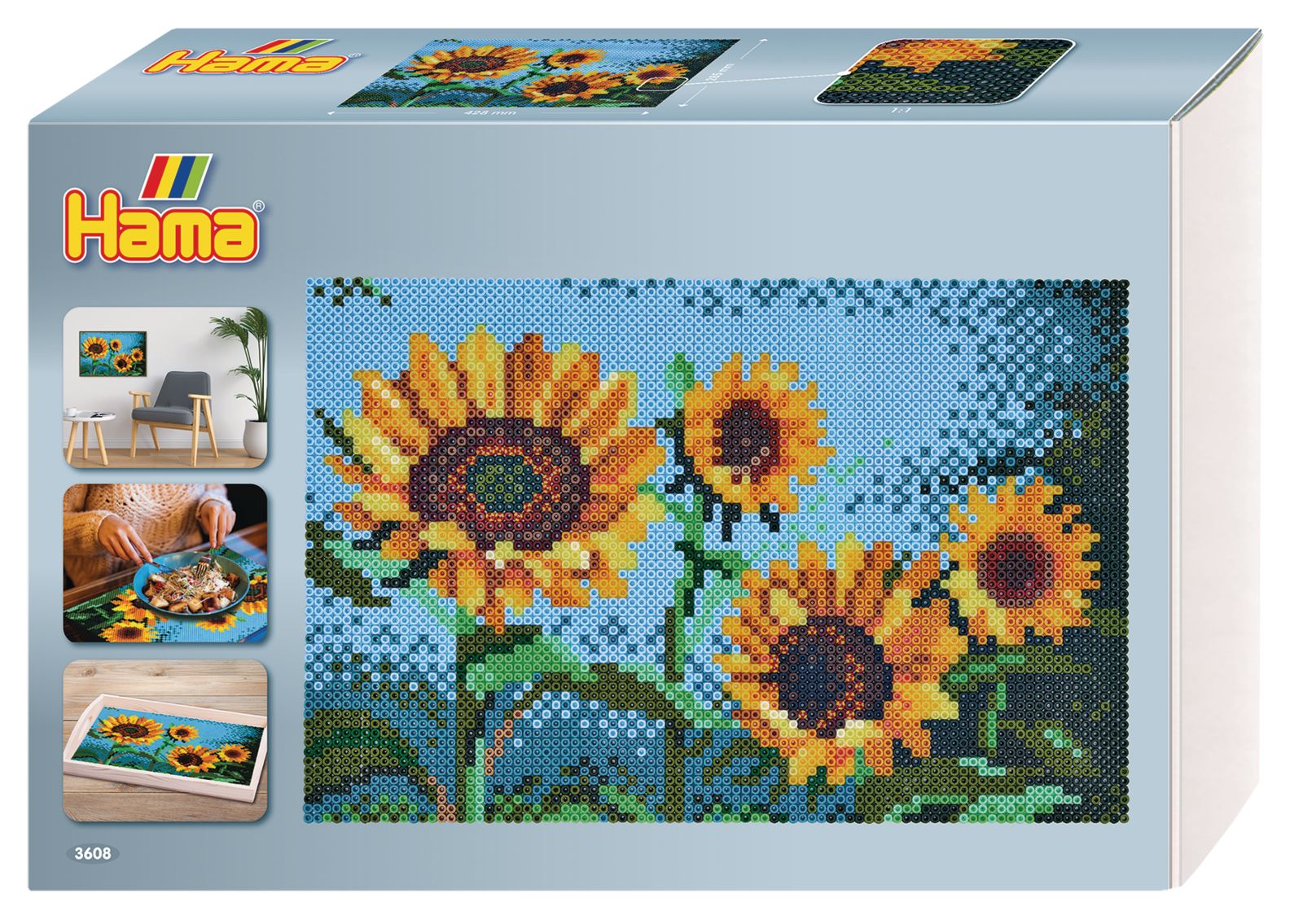 Hama Shop Hama Midi Bügelperlen 3608, Große Geschenk-Box Sonnenblumen, ca. 10.00 ...