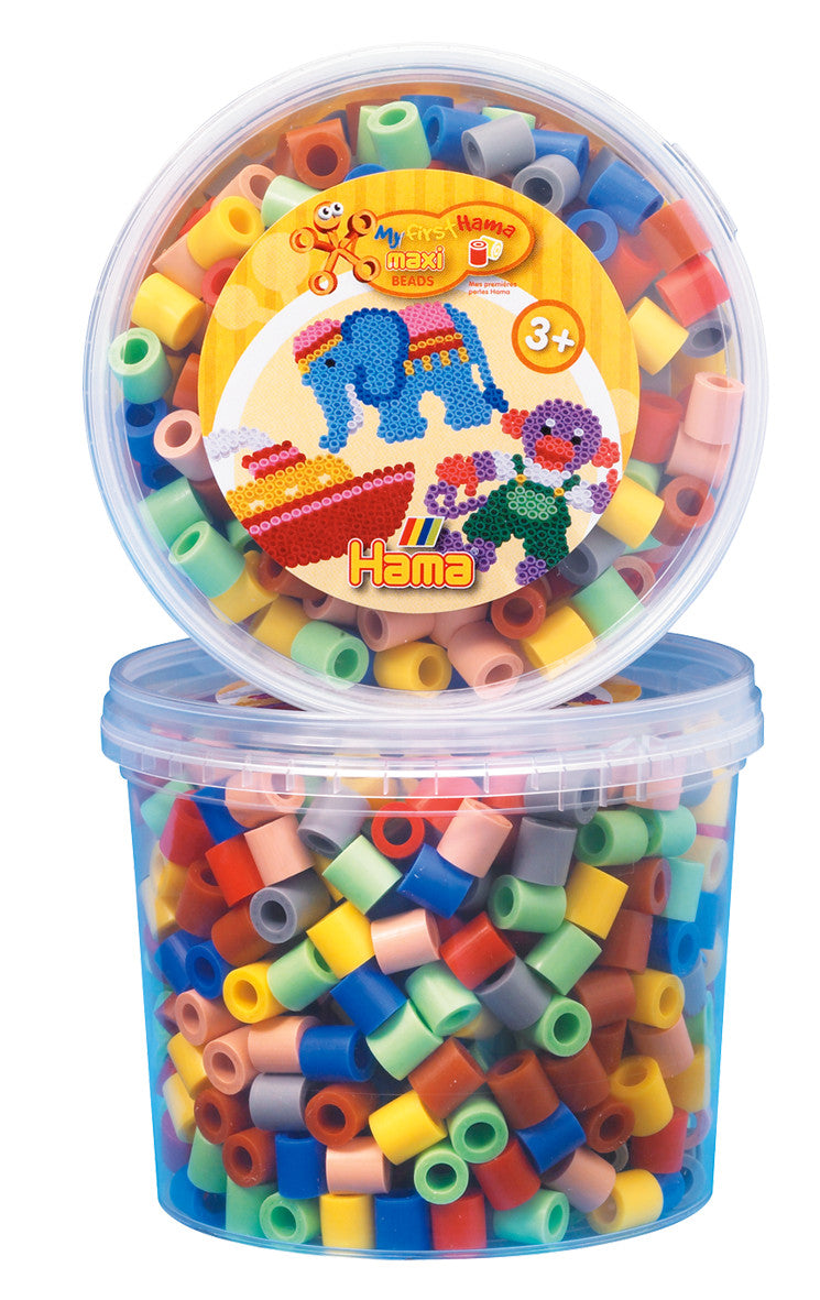 Hama Shop Hama Maxi Bügelperlen 8573, Dose mit ca. 600 bunten Bastelperlen im Vo ...